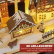 Karácsonyi falu téli csodaországban, 20 LED égő, többrétegű, natúr fa, 45 x 12 x 30 cm