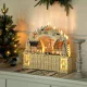  Adventskalender, Weihnachtsdorf, 18 LEDs, 24 Schubladen, wiederverwendbar, 45 x 9 x 42,5 cm