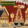  Adventskalender, Weihnachtsdorf, 18 LEDs, 24 Schubladen, wiederverwendbar, 45 x 9 x 42,5 cm