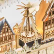  Adventskalender, Weihnachtsdorf, 18 LEDs, 24 Schubladen, wiederverwendbar, 45 x 9 x 42,5 cm