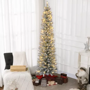   Karácsonyfa 210 cm, LED égősor, művilágítás, lángálló, fém talp, zöld