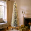 Karácsonyfa 210 cm, LED égősor, művilágítás, lángálló, fém talp, zöld