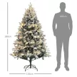 Műfenyő, 180 cm, LED fények, hófödte, lángálló, fém