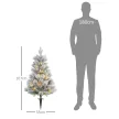 Karácsonyfa LED világítással, 2 db-os szett, 107 cm, fenyőtobozok, piros bogyók, tűzálló, zöld/fehér