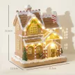  Lebkuchenhaus mit LED-Lichtern und Musik, Weihnachtshaus Winterlandschaft mit Lebkuchenmann, für Weihnachten, Braun
