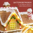  Lebkuchenhaus mit LED-Lichtern und Musik, Weihnachtshaus Winterlandschaft mit Lebkuchenmann, für Weihnachten, Braun
