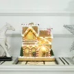  Lebkuchenhaus mit LED-Lichtern und Musik, Weihnachtshaus Winterlandschaft mit Lebkuchenmann, für Weihnachten, Braun