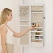 Ékszerszekrény LED tükörrel, fali szekrény, fali/ajtós rögzítés, MDF