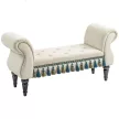  Polsterbank, Sitzbank, Vintage-Design, bis 150 kg, 117x40x58 cm, Beige