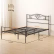  Bettgestell aus Metall mit Kopfteil, 300 kg Belastbarkeit, 145L x 211B x 106H cm, Schwarz