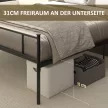  Bettgestell aus Metall mit Kopfteil, 300 kg Belastbarkeit, 145L x 211B x 106H cm, Schwarz