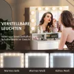 Frisiertisch mit beleuchtetem Spiegel, Schubladen, 3 Lichtoptionen, 10 Glühbirnen, moderner Schminktisch in Weiß