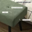 Kárpitozott pad kordbársony huzattal, ágypad fém lábakkal, cipőpad 100 x 36 x 45 cm Zöld