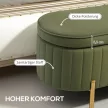 Pad ülőfelület zsanéros fedéllel és tárolóhellyel, szövettel borítva, fa, fém, sötétzöld + arany