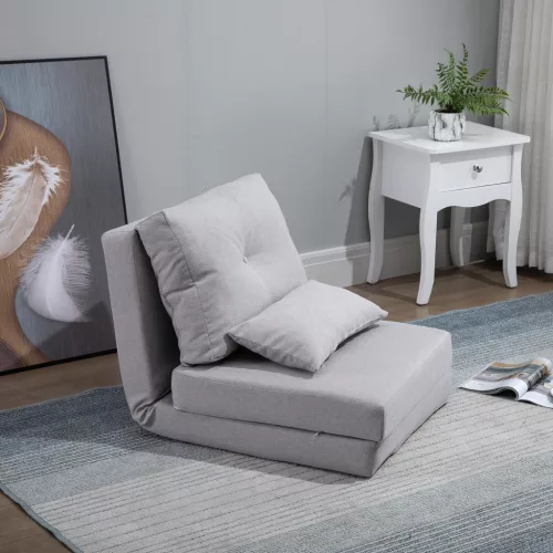  Bodensessel Klappmatratze Schlafmatte, 2-in-1-Design, abnehmbares Kissen, 60 x 80 x 56 cm, Grau