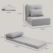  Bodensessel Klappmatratze Schlafmatte, 2-in-1-Design, abnehmbares Kissen, 60 x 80 x 56 cm, Grau