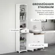Fürdőszobaszekrény 3 polccal, 1 fiókkal, masszív, MDF, fehér