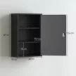 Wand-Medizinschrank, Badezimmerschrank mit 3 Regalböden, 2 Schlüsseln, 40 x 18 x 60 cm, Schwarz