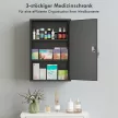 Wand-Medizinschrank, Badezimmerschrank mit 3 Regalböden, 2 Schlüsseln, 40 x 18 x 60 cm, Schwarz
