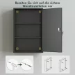 Wand-Medizinschrank, Badezimmerschrank mit 3 Regalböden, 2 Schlüsseln, 40 x 18 x 60 cm, Schwarz
