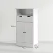  Badezimmerschrank mit 2 Schubladen, Tür, 60 x 30 x 109 cm, Weiß