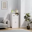  Badezimmerschrank mit 2 Schubladen, Tür, 60 x 30 x 109 cm, Weiß