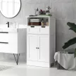  Badezimmerschrank mit 2 Schubladen, Tür, 60 x 30 x 109 cm, Weiß