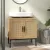  Badezimmerunterschrank, im Boho-Design, Badezimmerschrank, Rattan-Elemente, mit U-Ausschnitt, Eiche