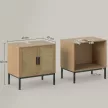  Badezimmerunterschrank, im Boho-Design, Badezimmerschrank, Rattan-Elemente, mit U-Ausschnitt, Eiche