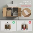  Badezimmerunterschrank, im Boho-Design, Badezimmerschrank, Rattan-Elemente, mit U-Ausschnitt, Eiche