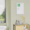 Gyógyszeres szekrény, zárható, polcokkal, acél ház, 30x14x46 cm, fehér