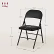  2er-Set Klappstühle, Tragbare Bürostühle, Metallbeine, Faltstuhl für Büro, Empfang, Wartezimmer, Kunstleder, Schwarz