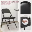  2er-Set Klappstühle, Tragbare Bürostühle, Metallbeine, Faltstuhl für Büro, Empfang, Wartezimmer, Kunstleder, Schwarz