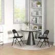  2er-Set Klappstühle, Tragbare Bürostühle, Metallbeine, Faltstuhl für Büro, Empfang, Wartezimmer, Kunstleder, Schwarz