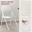  4er-Set Klappstühle, Tragbare Bürostühle, Metallbeine, Faltstuhl für Büro, Empfang, Wartezimmer, Kunstleder, Weiß