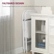  4er-Set Klappstühle, Tragbare Bürostühle, Metallbeine, Faltstuhl für Büro, Empfang, Wartezimmer, Kunstleder, Weiß