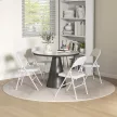  4er-Set Klappstühle, Tragbare Bürostühle, Metallbeine, Faltstuhl für Büro, Empfang, Wartezimmer, Kunstleder, Weiß