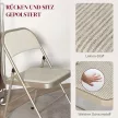  4er-Set Klappstühle, Tragbare Bürostühle, Stahlbeine, Faltstuhl für Büro, Empfang, Wartezimmer, Leinenoptik Beige