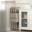  4er-Set Klappstühle, Tragbare Bürostühle, Stahlbeine, Faltstuhl für Büro, Empfang, Wartezimmer, Leinenoptik Beige