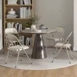  4er-Set Klappstühle, Tragbare Bürostühle, Stahlbeine, Faltstuhl für Büro, Empfang, Wartezimmer, Leinenoptik Beige