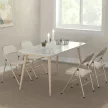  4er-Set Klappstühle, Tragbare Bürostühle, Stahlbeine, Faltstuhl für Büro, Empfang, Wartezimmer, Leinenoptik Beige