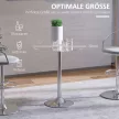  Runder Esstisch mit Glastischplatte, Metallgestell, Silberfarben