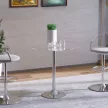  Runder Esstisch mit Glastischplatte, Metallgestell, Silberfarben
