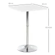  Bartisch Bistrotisch Pub Höhenverstellbarer Quadratischer Stehtisch Tisch Stahl Weiß 60 x 60 x 69-92 cm