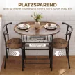  Essgruppe 3-teilig, Küchentisch und Stühle für 2 Personen mit Regal, Wohnzimmer, Rustikal-Braun Holz-Optik