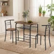  Essgruppe 3-teilig, Küchentisch und Stühle für 2 Personen mit Regal, Wohnzimmer, Rustikal-Braun Holz-Optik