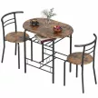  Essgruppe 3-teilig, Küchentisch und Stühle für 2 Personen mit Regal, Wohnzimmer, Rustikal-Braun Holz-Optik