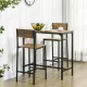  3-teiliges Bar-Set, Stehtisch, 2 Stühle, MDF, Metallrahmen, wasserfest, Braun