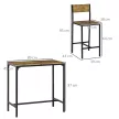  3-teiliges Bar-Set, Stehtisch, 2 Stühle, MDF, Metallrahmen, wasserfest, Braun