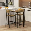  3-teiliges Bar-Set, Stehtisch, 2 Stühle, MDF, Metallrahmen, wasserfest, Braun